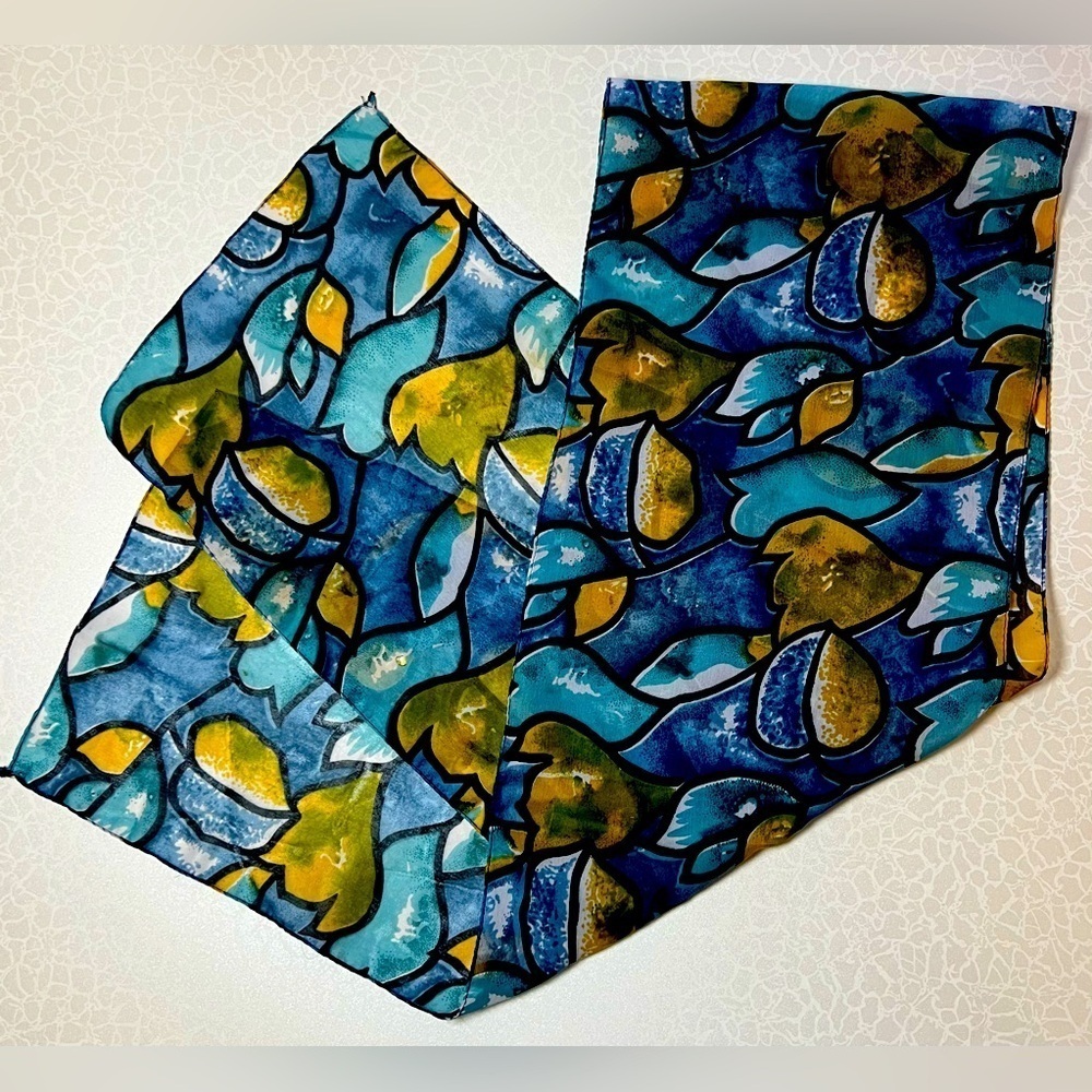 Silk Scarf | ladies vibrant abstract print scarf.